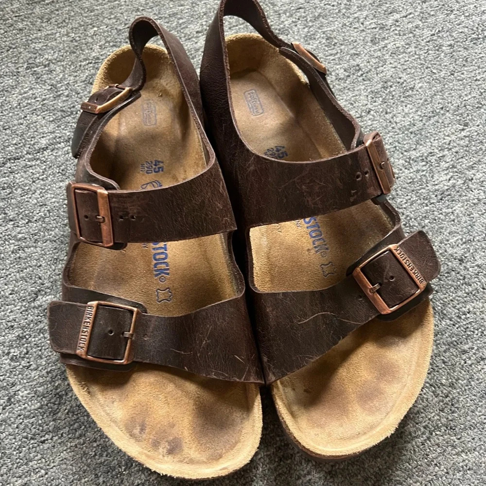 Birkenstock Brown Three-Strap Adjustable Leather Sandal - Picture 3 of 7